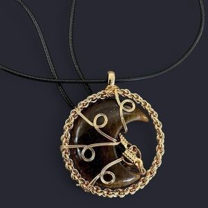 Tiger’s Eye Wire Wrapped Pendant Necklace
